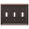 Amerelle Amerelle Chelsea Aged Bronze 3 gang Stamped Steel Toggle Wall Plate 1 pk 149TTTDB - alternate 2